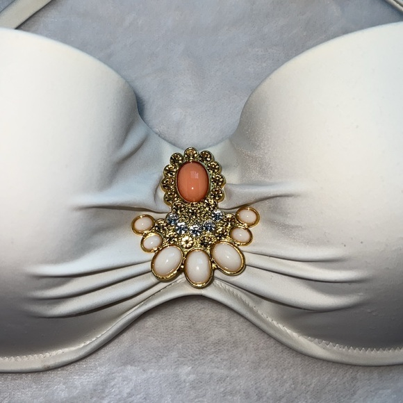 VICTORIA’S SECRET White Strapless Bikini Top w/Rhinestone Jeweled 💎 Piece - Picture 7 of 12